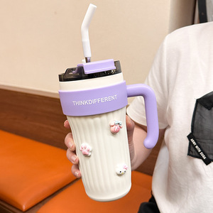 Thinkdifferent Stainless Steel Tumbler 500Ml With Handle And Straw For Travel And Car Use - Product Image 1