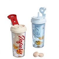 Bouteille d'eau avec paille et infuseur à thé, gourde de sport anti-fuite pour la salle de sport, le bureau et les voyages, tasse à boire en plastique Tritan sans BPA