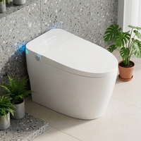 WC intelligent certifié CE MWD avec bidet intégré, fonction lavage et séchage à l'air, siphon P/S, toilette moderne à poser au sol pour l'Europe