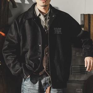 Chaqueta Retro de Béisbol para Hombre, de Terciopelo Modal Gris Verde, con Solapa, Estilo Holgado, Larga y Delgada, para Primavera y Otoño, de Marca de Moda, Cálida - Product Image 6