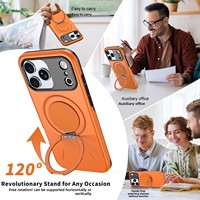Nouvelle coque de téléphone portable transfrontalière pour Phone 17 Pro Max, deux-en-un, anti-chute, magnétique, rotation à 360°, support amortissant TPUPC
