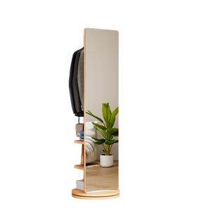 Espejo de Cuerpo Entero Giratorio de 360 Grados, 69x20 Pulgadas, Espejo de Pie de Madera Sólida con Gancho y Perchero - Product Image 3