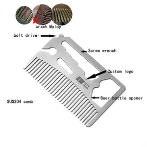 Manufacturer customized logo pocket beard comb men's beard care comb gentleman metal comb
