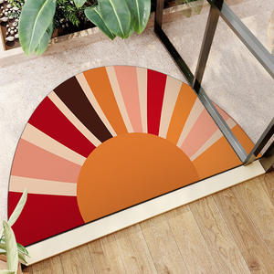 Alfombra Moderna Abstracta Geométrica Semicircular para Entrada, Uso Interior, Resistente a las Manchas, Antideslizante, de Fibra de Poliéster - Product Image 1