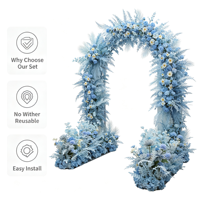 Kit floral artificiel série bleue pour mariage, ensemble d'arrangements de fleurs simulées mixtes pour toile de fond de mariage, allée et entrée