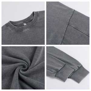 Sweat-shirts vintage unis surdimensionnés en gros, personnalisables avec logo, épais, style streetwear, effet délavé, à épaules tombantes - Product Image 4