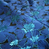 Top Qualität schöne blaue Blume Garn Stickstoff Lurex 3D Metallic Jacquard Brokat Stoff für Kleidungs stück