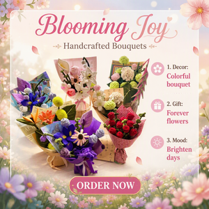 Flores de Peluche Realistas Hechas a Mano con Tallos Flexibles para el Día de San Valentín, Acción de Gracias, Graduación, Flores de Peluche Coloridas - Product Image 1
