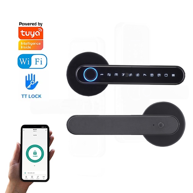 WiFi Remote Smart Lock Tuya TTLock App Support Multiple Unlock Methods Fingerprint Password Card Key Permanent Unlock Function
