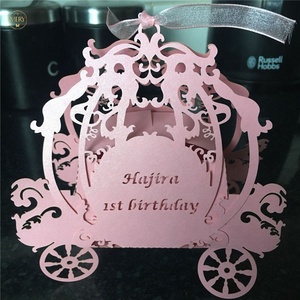 Boîte cadeau découpée au Laser, chariot de conte de fées, pour première <span class=keywords><strong>communion</strong></span> du mariage, personnalisé, 50 pièces - Product Image 5