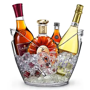 4L 8L 12L Bateau Bol Forme Personnalisé Transparent Plastique Acrylique Champagne Vin Bière Seau à Glace pour Bar Boissons Refroidisseur avec Poignées