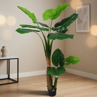 Plante artificielle Alocasia en pot 150 cm, fausse plante tropicale à feuilles d'éléphant pour salon, hall d'entrée, bureau, décoration intérieure
