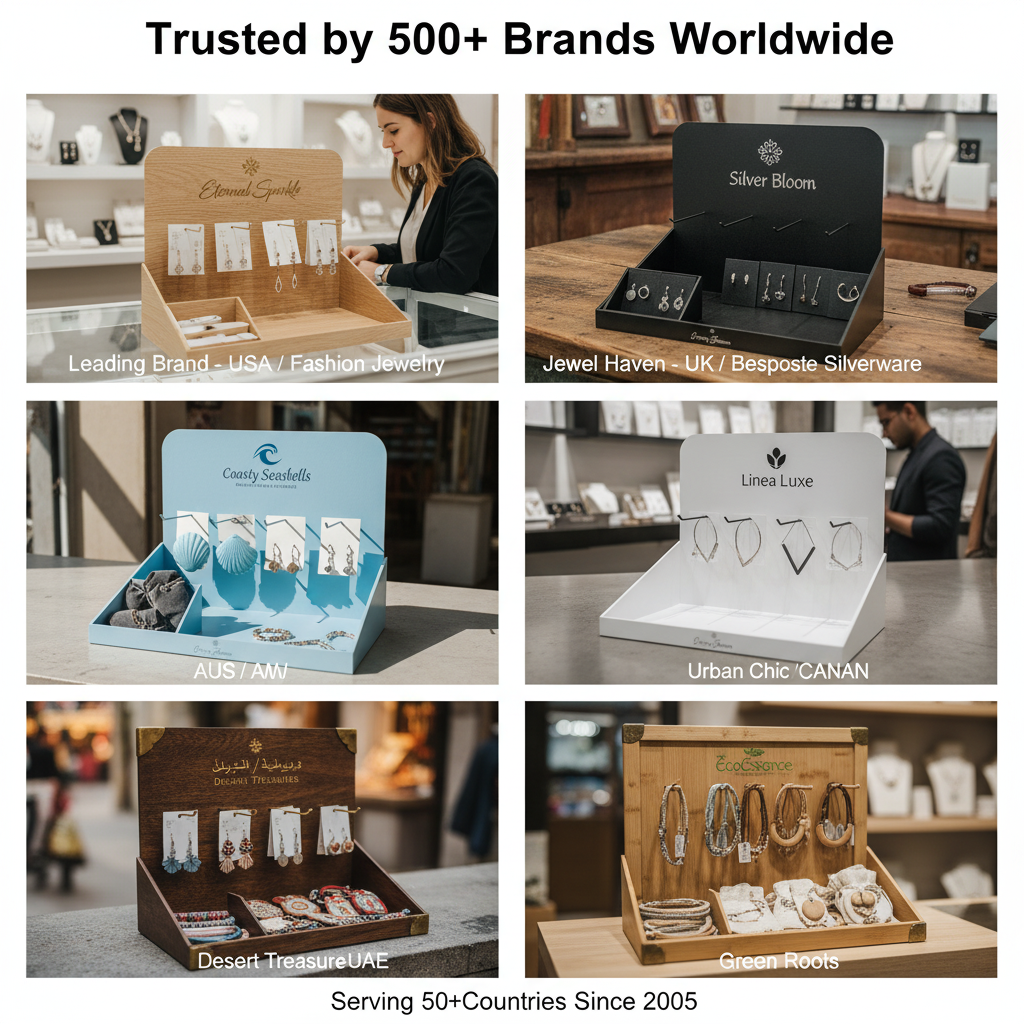 Custom PVC Tabletop Jewelry Showcase Stand Necklace Bust Display Earring Organizer Board L-shaped for Retail Counter OEM — view 6