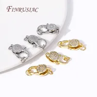 Fermoirs de homard ronds en forme de cœur en laiton plaqué or 18 carats attaches incrustées de zircon pour bracelets et bagues à bricoler soi-même composants de bijoux