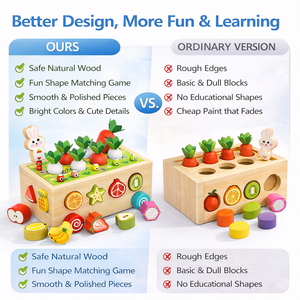 Giocattolo educativo Montessori in legno per la raccolta delle carote, gioco di abbinamento delle forme per bambini e bambine in età prescolare - Product Image 2