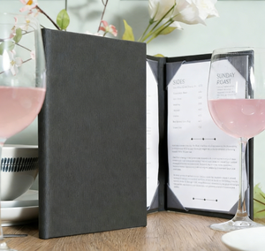 Couverture de menu pliante de haute qualité et durable, intérieur fixe, 3 vues, 1/2 A4, 1/3 A4, couvertures de menu pour restaurant - Product Image 5