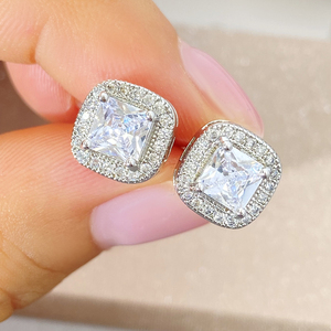 Boucles <span class=keywords><strong>d</strong></span>'Oreilles Carrées à Clous en Zircon Cubique, Plaqué Or 18K, Étanche, Style Coréen, En Gros et en Stock, pour Femmes - Product Image 4