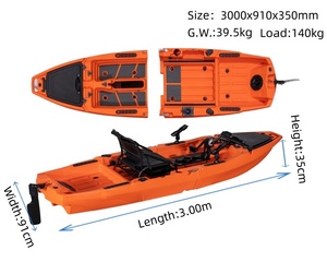 Kayak Modular de Pesca de 10 pies/14 pies, 3-<span class=keywords><strong>2</strong></span> Secciones, HDPE, Sit-On-Top, para <span class=keywords><strong>2</strong></span> Personas/1 Persona, para Lagos, Ríos, Surf, con Motor Eléctrico - Product Image 4