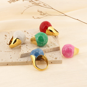 แหวนเคลือบสีสันสดใสโดดเด่นสำหรับผู้หญิง |   สแตนเลสสตีลชุบทอง 18K PVD |   กันน้ำ ป้องกันอาการแพ้ ไม่ซีดจาง - Product Image 1