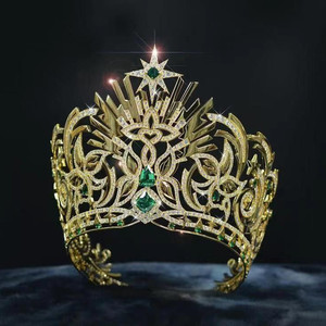 มงกุฎมิสยูนิเวิร์สสไตล์บาโรกสหรัฐอเมริกา ปี 2025 มงกุฎทรงกลมหรูหรา ระดับไฮเอนด์ ขายส่งจากโรงงาน - Product Image 2