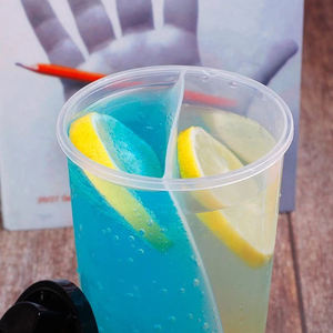 Desechable transparente de grado alimenticio PP 2 Twin Couple Share Enjoy doble vaso de plástico vaso dividido con tapa - Product Image 4