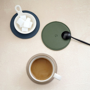 Hot Selling Custom Sublimation PU Leather Coasters Round Bulk Coffee Coasters in Morandi Colours for Promotions
