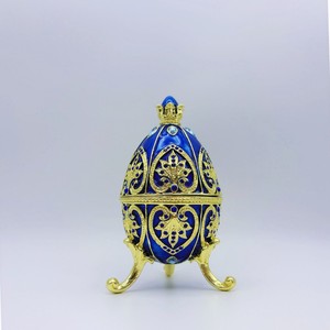 SHINNYGIFTS Œuf de <span class=keywords><strong>Fabergé</strong></span> <span class=keywords><strong>Style</strong></span> Décoratif, Bijou Peint à la Main, Œuf de Pâques Émaillé à Charnière, Cadeau Unique pour la Famille, Rangement en Métal - Product Image 3