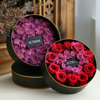 Luxe ronde bloemen cadeaudoos op maat met logo, fluwelen hoedendoos voor rozen, geconserveerde bloemen, Valentijn verpakking