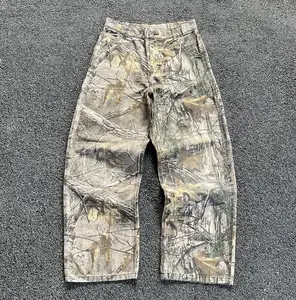 Customized High Quality 100% Cotton Hunting Real Tree Camo Stacked Parachute Carpenter Men Custom Cavana Cargo Pants