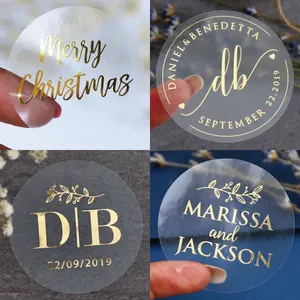 Biểu tượng tùy chỉnh trong suốt Bảng chữ cái sticker cho đám cưới tùy chỉnh Rose Gold electroform dập nổi Sticker
