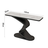 Table console d'entrée moderne haut de gamme en marbre avec piétement, style luxe léger, pour villa et appartement, mobilier de salon