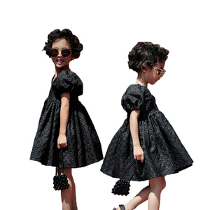 OEM ODM Vente à chaud Vente en gros Robes décontractées été noires à manches courtes pour maman et moi Tenues assorties pour la famille pour la fête d'anniversaire - Product Image 2