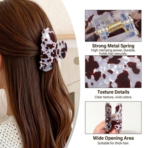 Pinces à cheveux élégantes à imprimé léopard, vente en gros d'usine OEM, pinces à cheveux polyvalentes haut de gamme, pinces à cheveux personnalisées pour femmes - Product Image 4