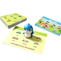 Mesin Pena Baca Bentuk Lumba-lumba Lucu untuk Anak-anak 55pcs Kartu Flash Phonics Dua Sisi Mainan Edukasi Dini Hadiah Hari Anak