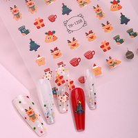 Autocollant pour ongles 3D imperméable, décalcomanie pour ongles mignonne de dessin animé de Noël, charme de décoration
