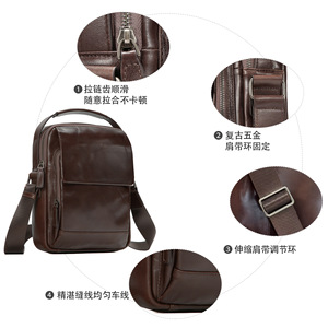 Dujiang Men's Crossbody <b>Bag</b> Genuine Leather Brown <b>Sling</b> <b>Bag</b> Everyday Commute Style - Product Image 2