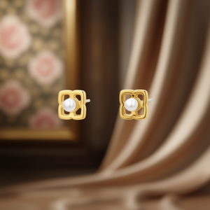 Boucles d'oreilles clous Amy Amy en fausses perles plaquées or 18 carats, perles blanches rondes, style minimaliste, pour usage quotidien, bijoux pour femmes PE2692 - Product Image 2