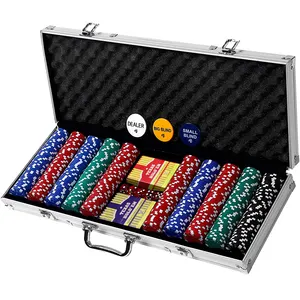 200pcs 300pcs 500pcs Fichas De Poker Premium Custom Logo Clay Poker Chips Set casinò con custodia in alluminio