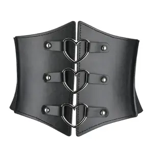 Women Lady Tied PU Leather Corset Waist Wide Belt Cincher Elastic Stretchy  Band