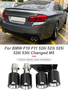 Tubos de Escape SYPES para Autos, Punta de Escape F10 F11 F18 <span class=keywords><strong>520i</strong></span> 523i 525i 530i, Mejora con Fibra de Carbono, Punta de Silenciador Cuádruple M Performance - Product Image 4