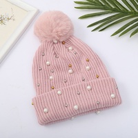 Beanie Soft Pompom Kids Long Winter Warm Hat Pearl Logotipo personalizado Pom Knitted Hat