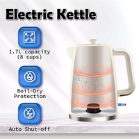 Bouilloire électrique commerciale en plastique durable de 1,7 L avec logo personnalisé, chauffe-eau automatique pour infuser le thé