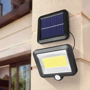 COB 100 LED太阳能灯户外壁灯PIR运动传感器分体式太阳能壁灯聚光灯安全应急照明灯