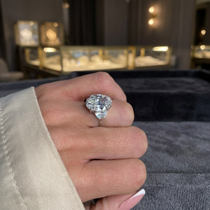 7 Carat Emerald Cut Lab Grown Three Stone Diamond Engagement <b>Ring</b> Half <b>Moon</b> Side Stones 18k White Gold IGI Certified Free - Product Image 3