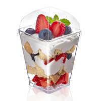 Gobelets à dessert jetables en plastique transparent avec couvercles et cuillères - Gobelets pour mousse, pudding, crème glacée pour les fournitures de fête