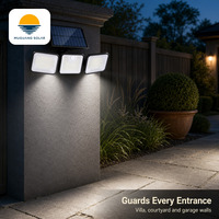 Lampe murale solaire pour patio et jardin, à panneau plat, 3 têtes, 400LM, 180 LED, capteur PIR, contrôle de la lumière, IP65, étanche, ABS, montage mural