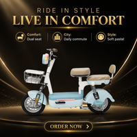 Moped électrique rétro certifié EEC, 450W, 2 places, vélo électrique de ville, scooter électrique pour adultes