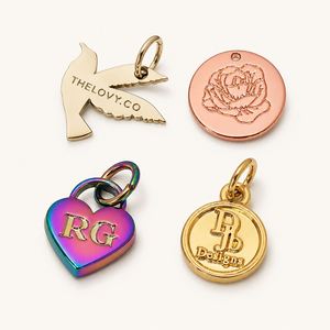 Colgante de Oro Grabado con Logotipo Personalizado, Etiquetas de Joyería Metálicas, Dijes para Collar y Pulsera - Product Image 5