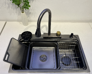 Singolo Slot moderno multifunzione in acciaio inox cascata lavello da cucina antigraffio rondella tazza scarichi singoli - Product Image 3