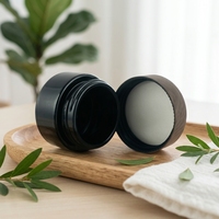 Pot cosmétique en verre vide noir mat personnalisé de luxe 30g 20g 50g 50 ml 100g 100ml avec couvercles